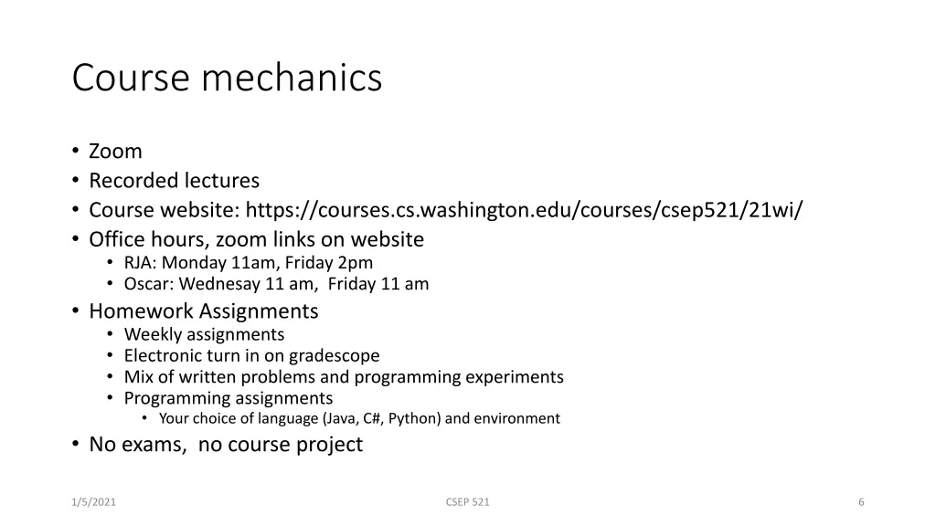 course mechanics