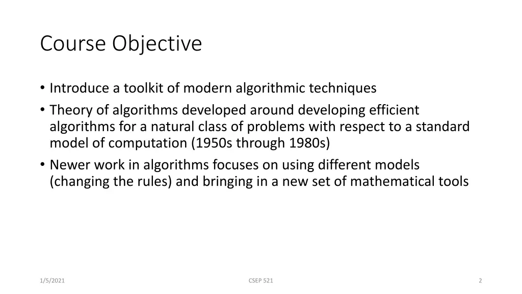course objective