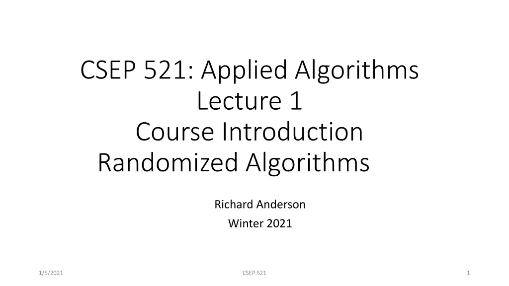 csep 521 applied algorithms lecture 1 course