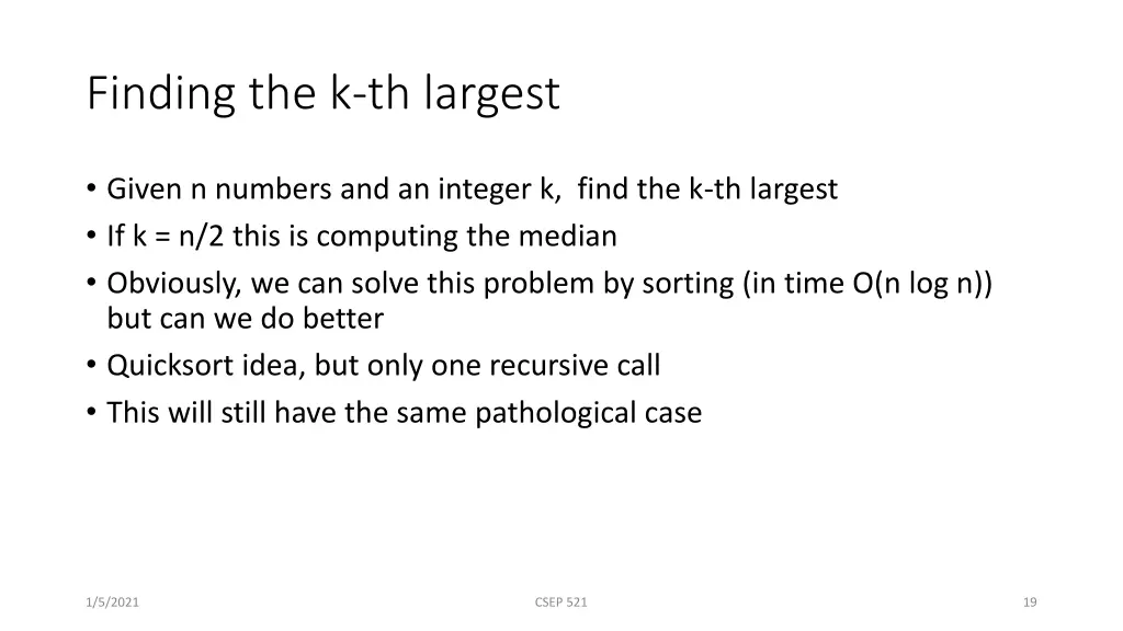 finding the k th largest