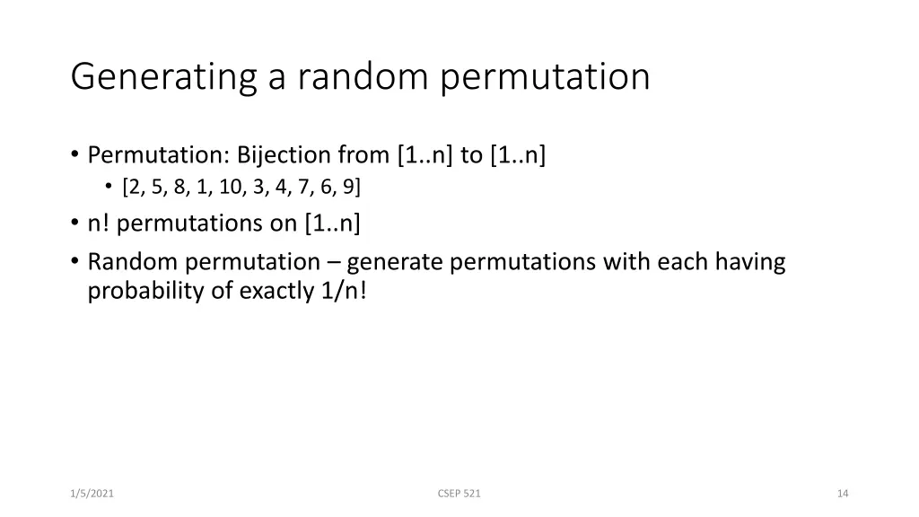 generating a random permutation