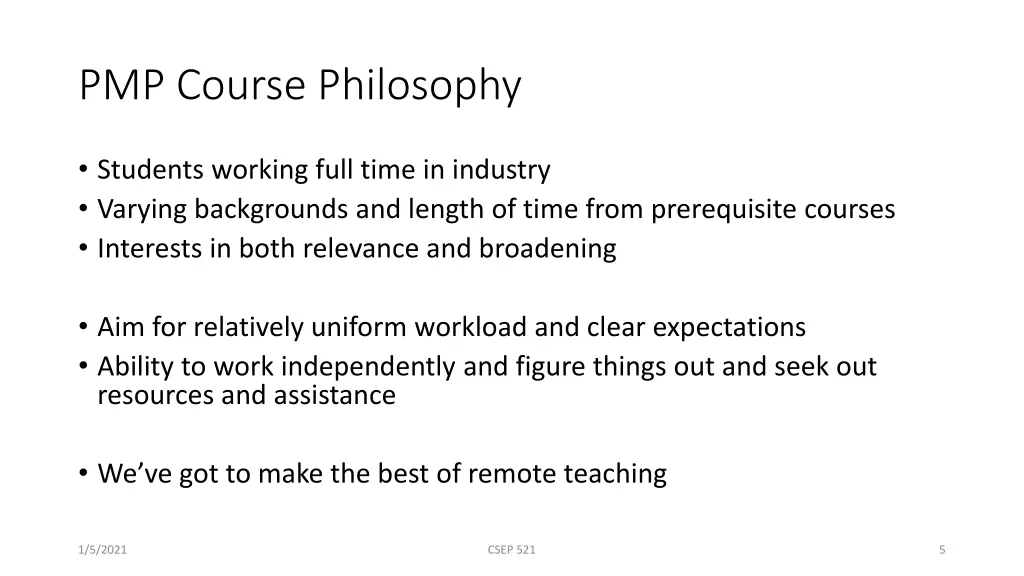 pmp course philosophy