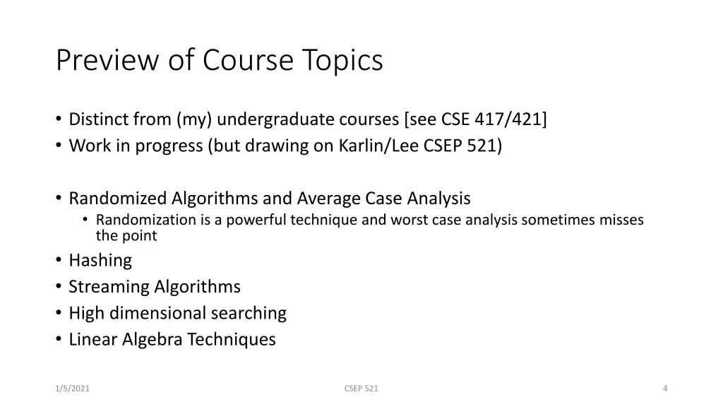 preview of course topics