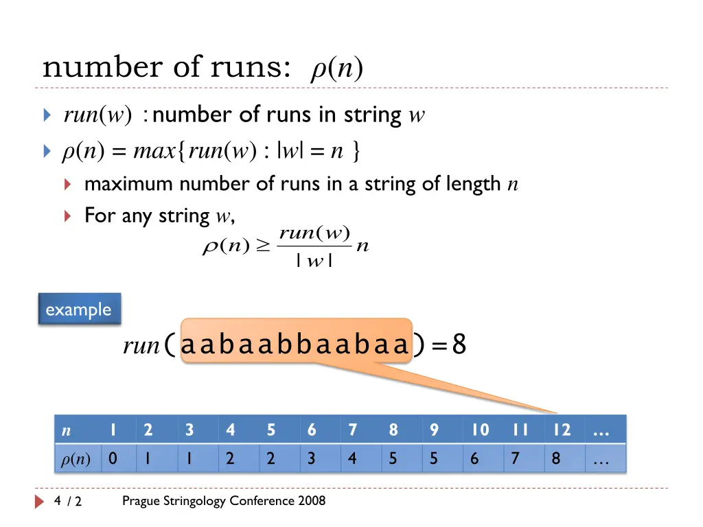 number of runs n