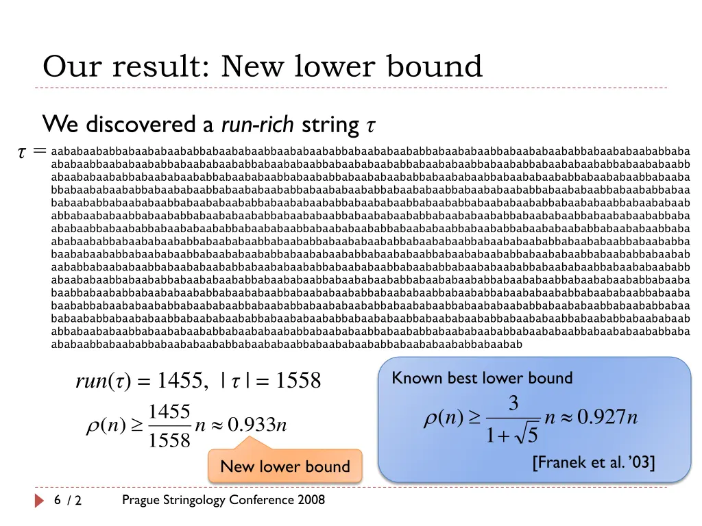 our result new lower bound
