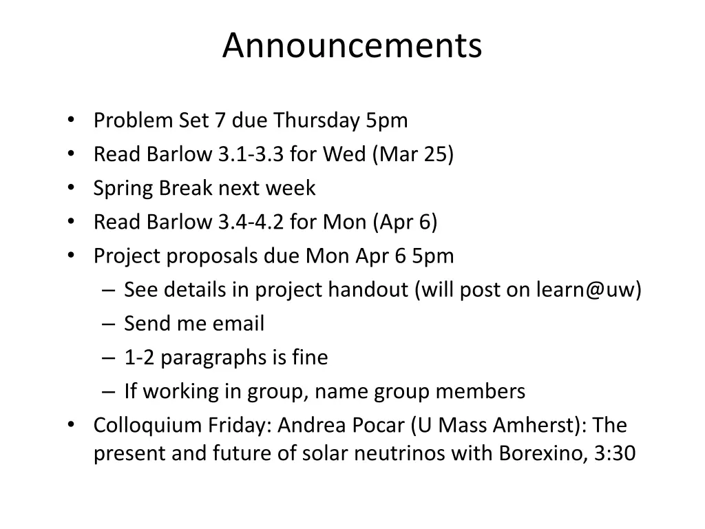 announcements