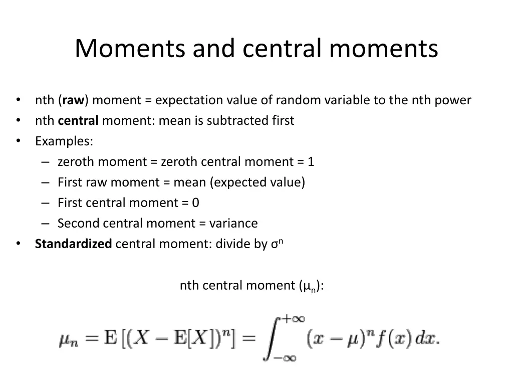 moments and central moments