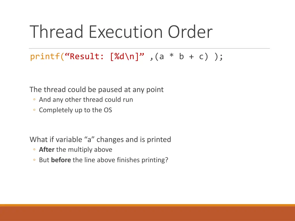thread execution order