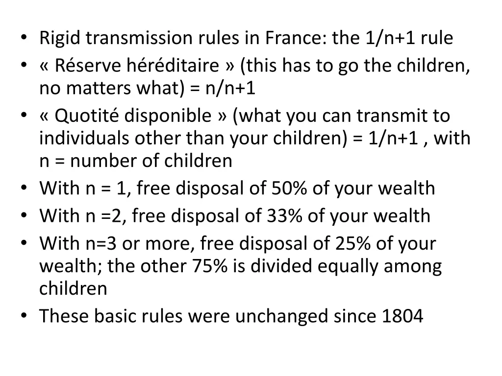 rigid transmission rules in france the 1 n 1 rule