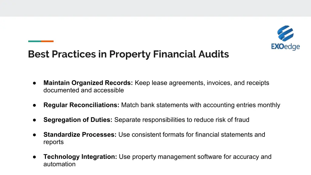 best practices in property financial audits