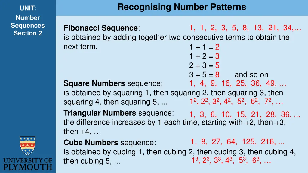 recognising number patterns 1