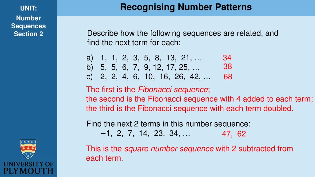 recognising number patterns 3