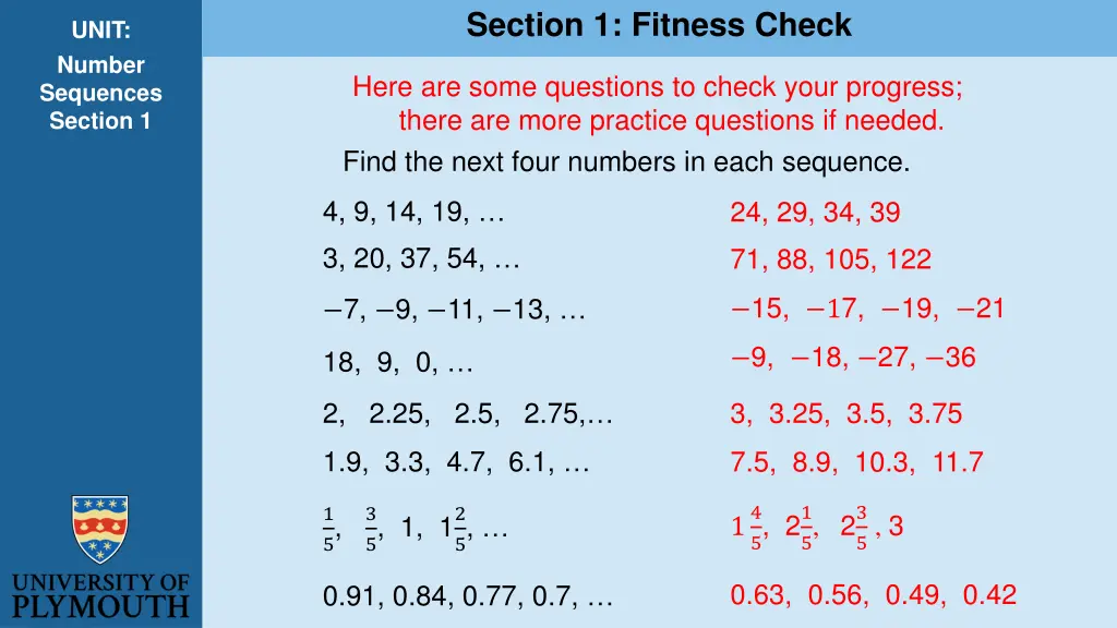 section 1 fitness check