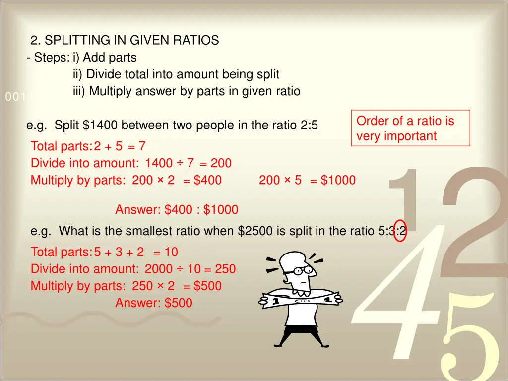 2 splitting in given ratios steps i add parts