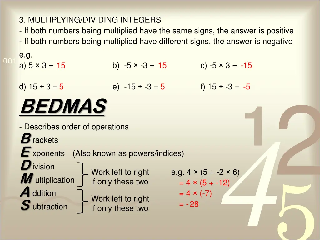 3 multiplying dividing integers if both numbers