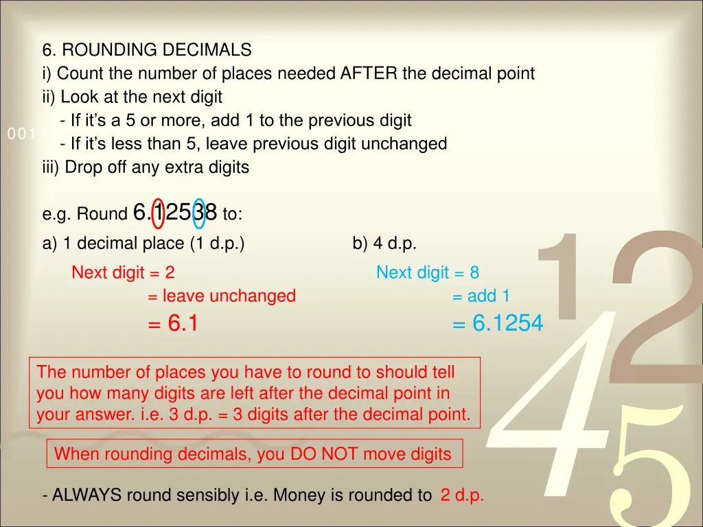 6 rounding decimals i count the number of places