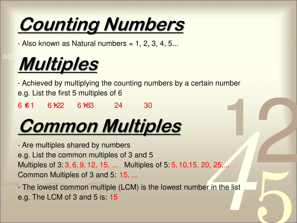 counting numbers