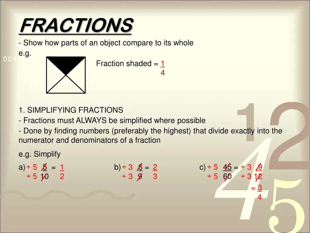 fractions show how parts of an object compare