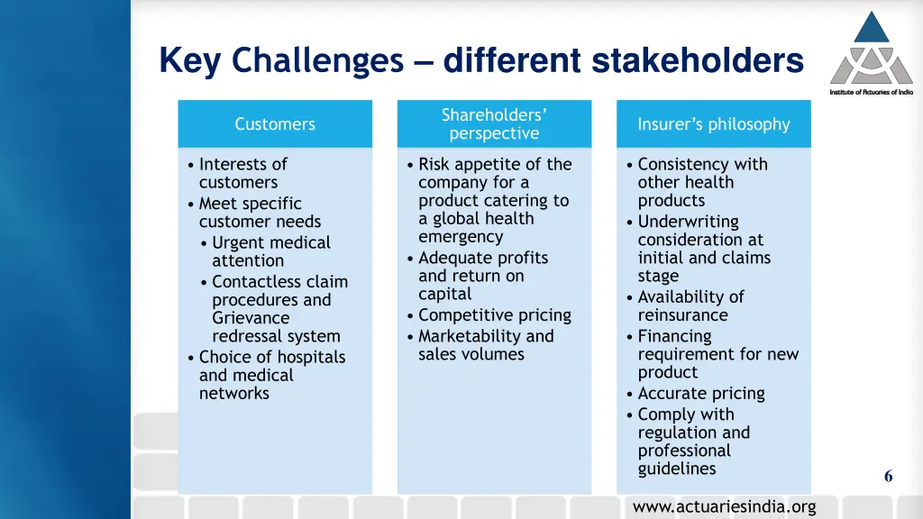 key challenges different stakeholders