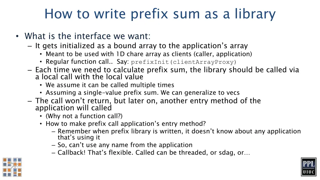 how to write prefix sum as a library