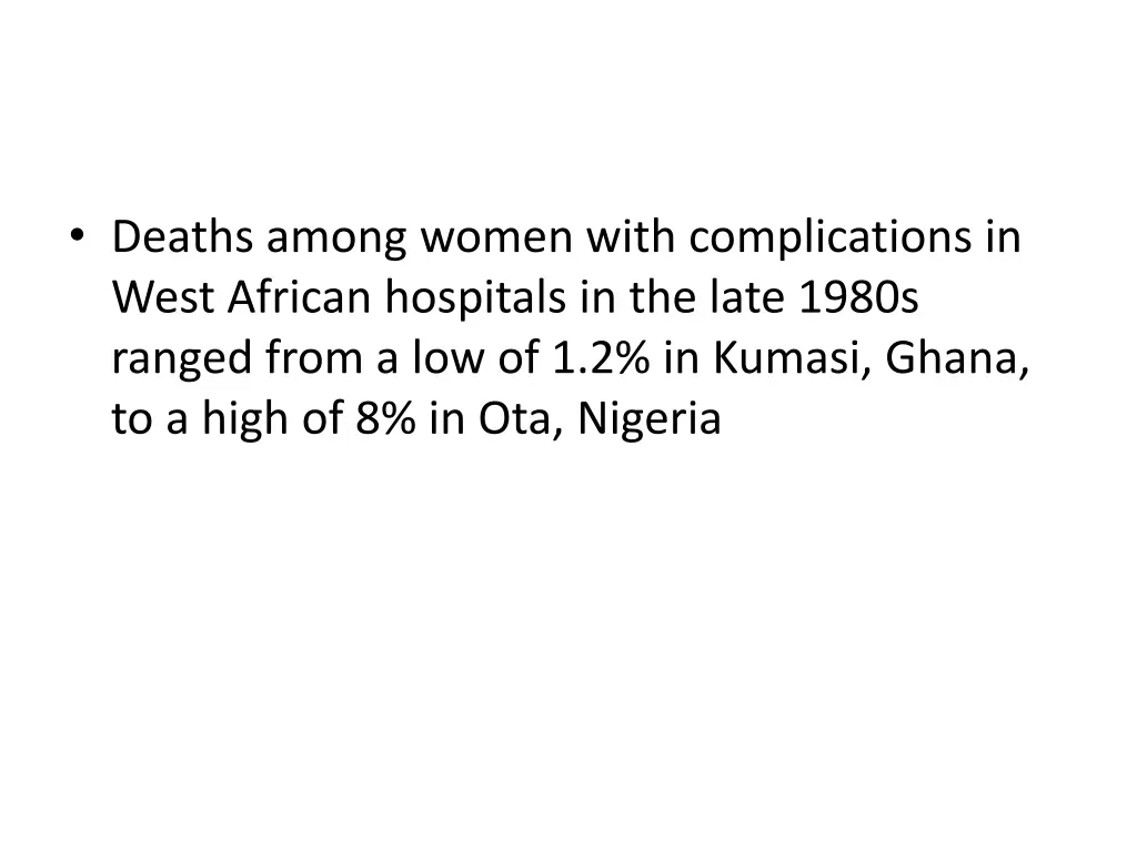 deaths among women with complications in west