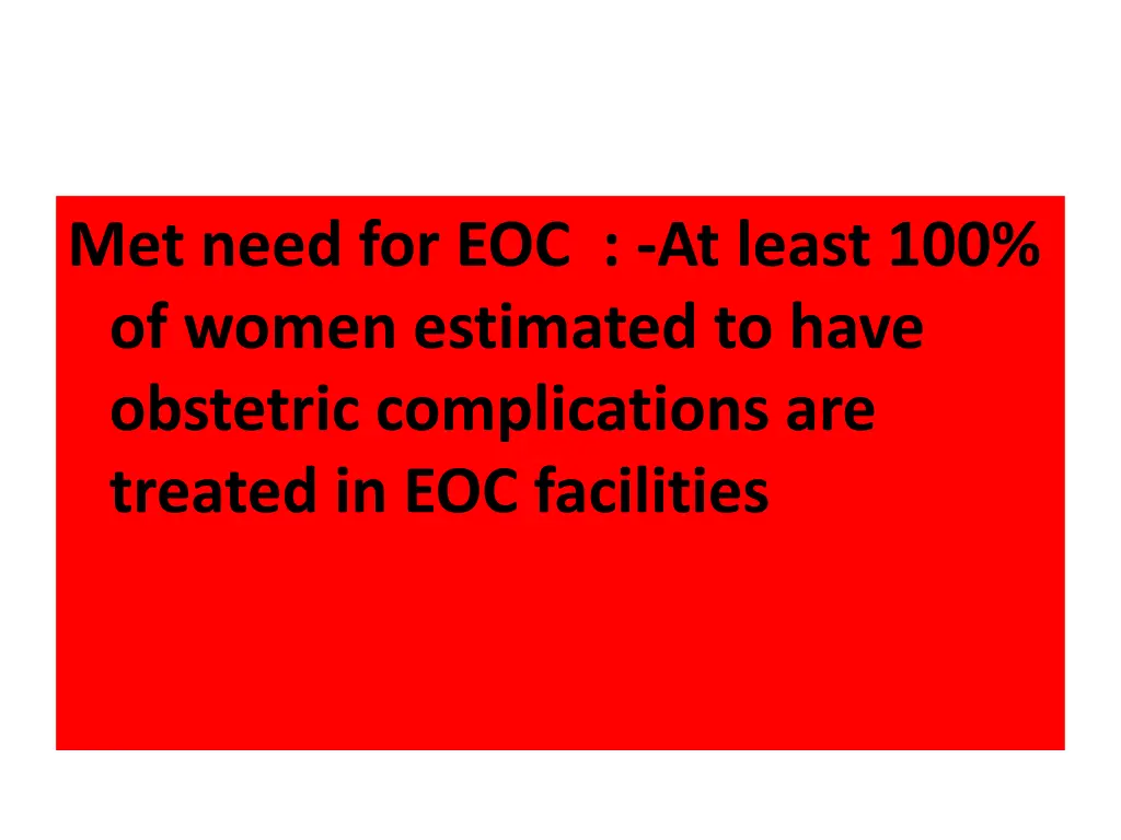 met need for eoc at least 100 of women estimated