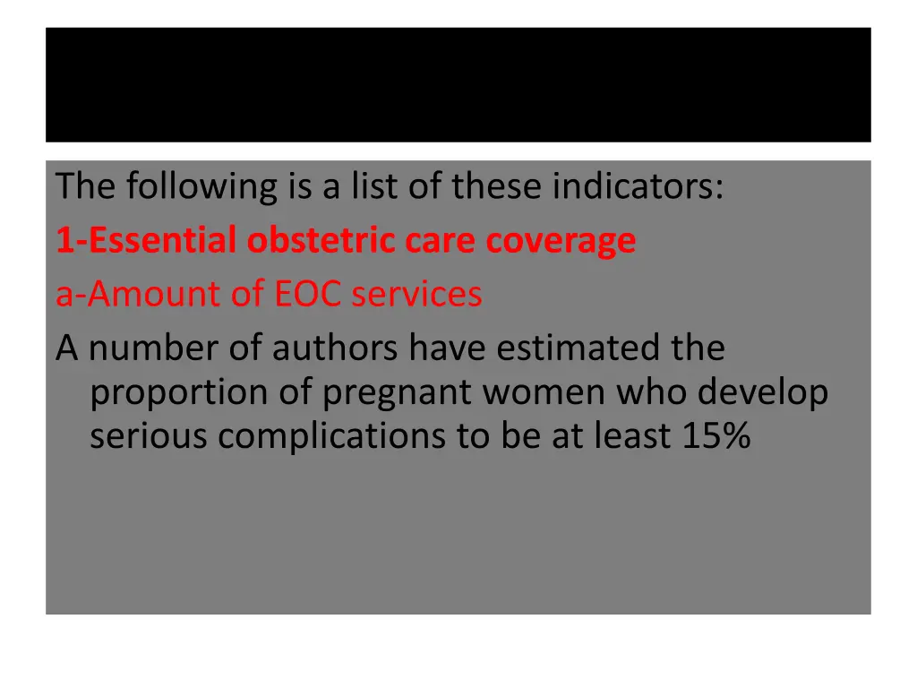 the following is a list of these indicators