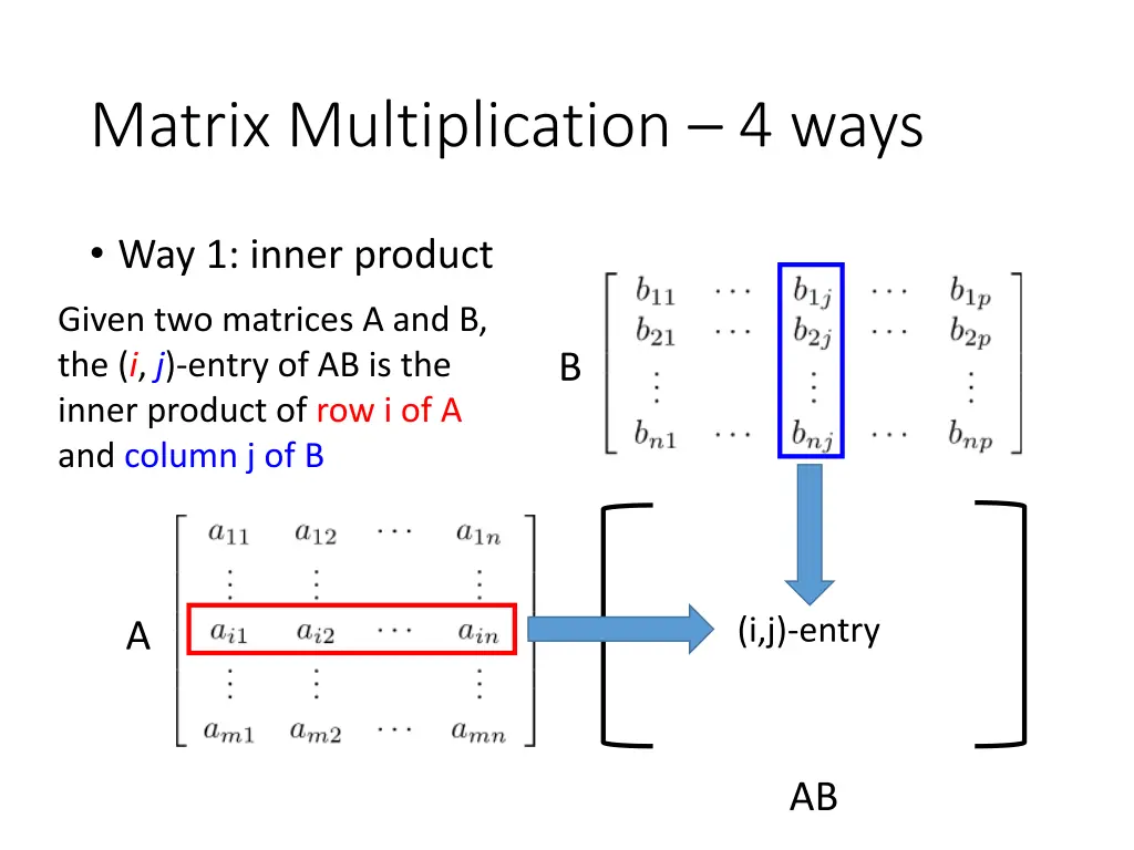 matrix multiplication 4 ways