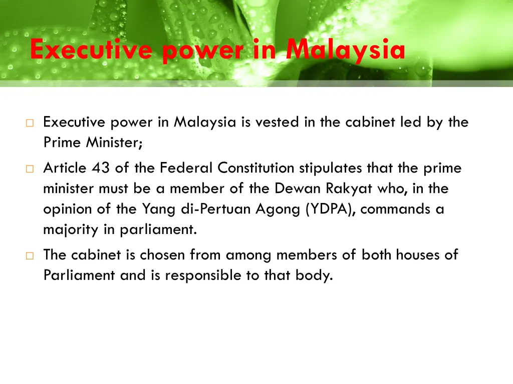 executive power in malaysia