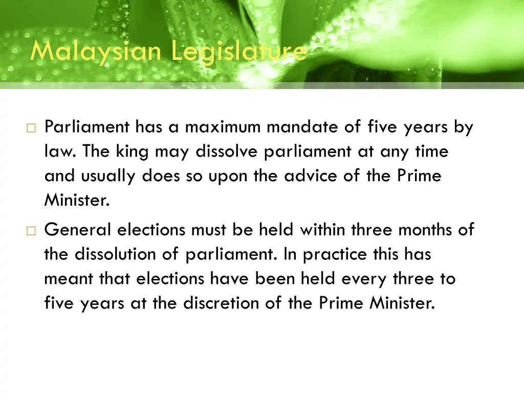 malaysian legislature 1