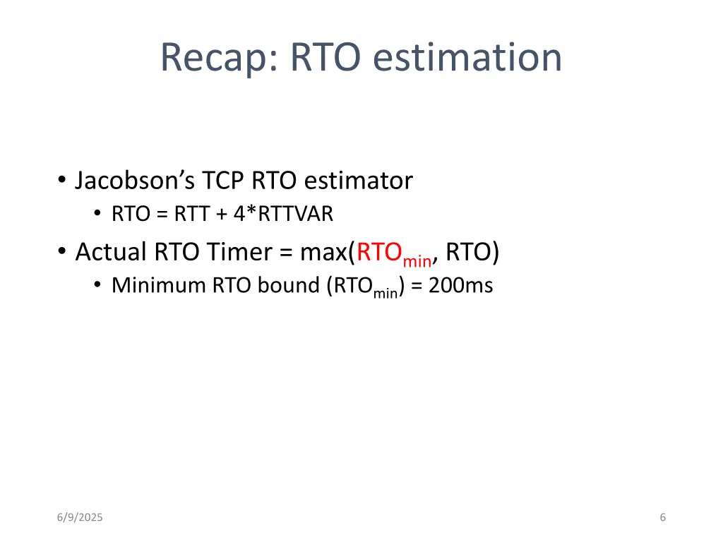 recap rto estimation