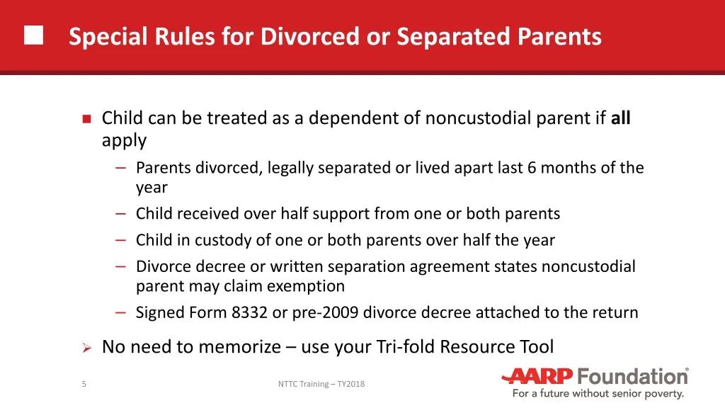 special rules for divorced or separated parents