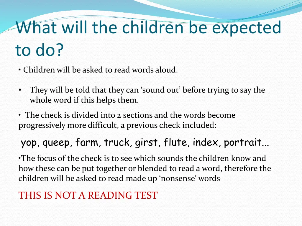 what will the children be expected to do