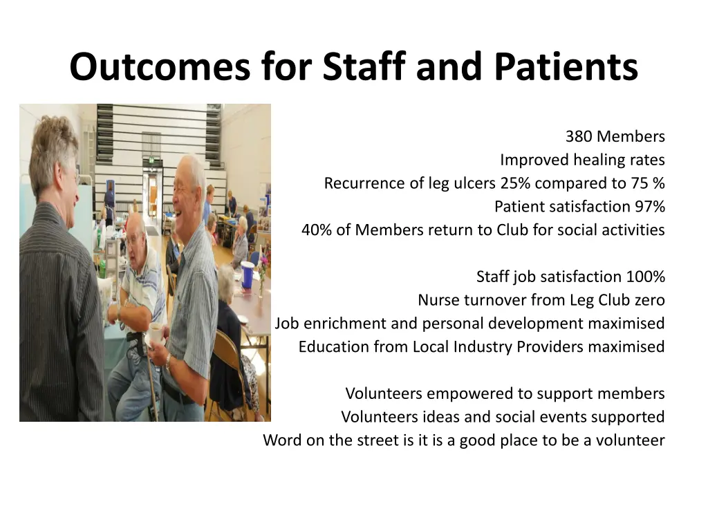 outcomes for staff and patients