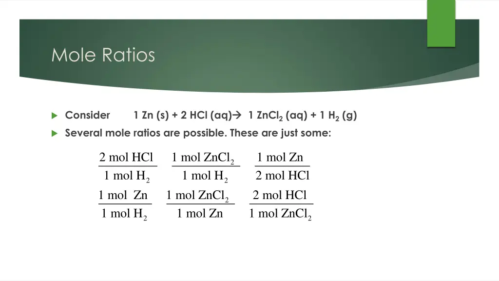 mole ratios