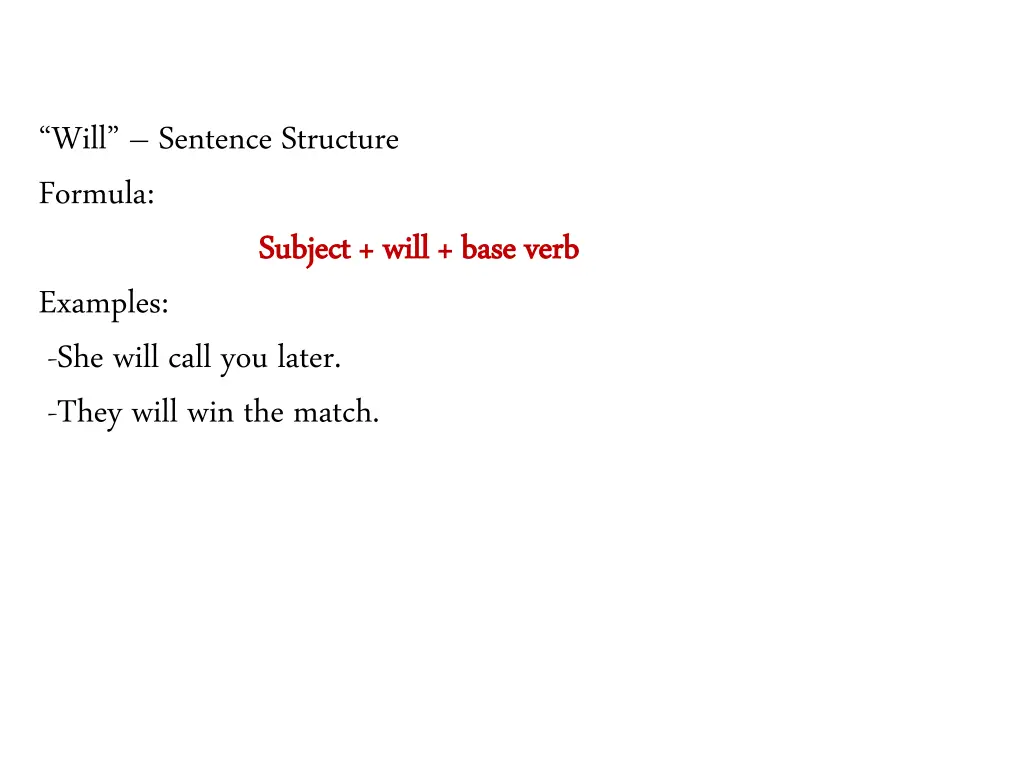 will sentence structure formula