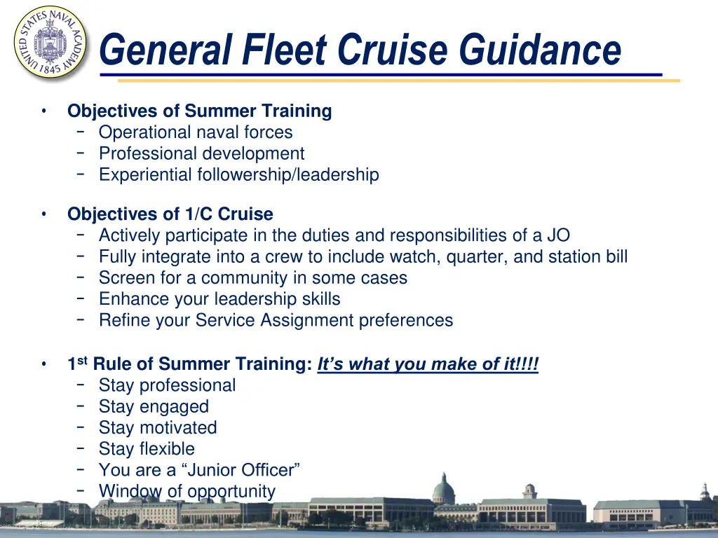 general fleet cruise guidance