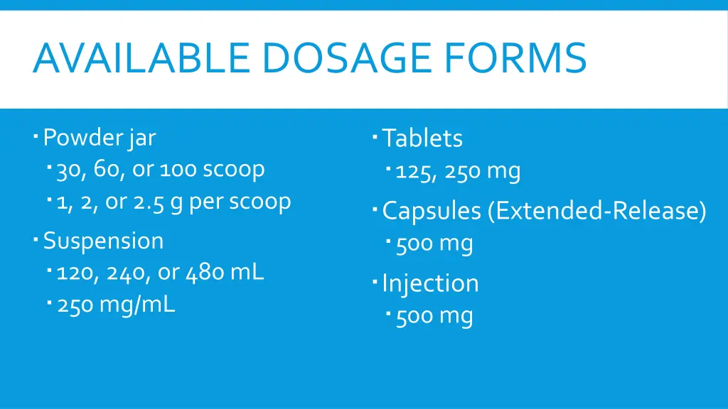 available dosage forms