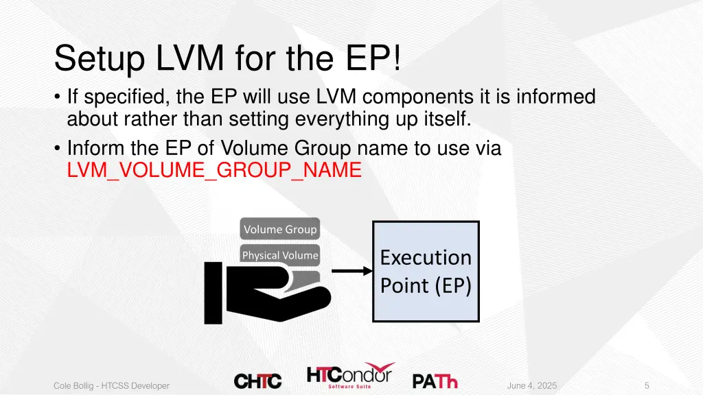 setup lvm for the ep if specified the ep will