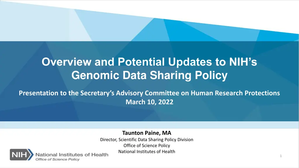 overview and potential updates to nih s genomic