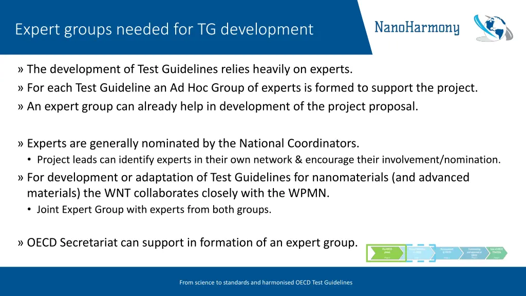expert groups needed for tg development