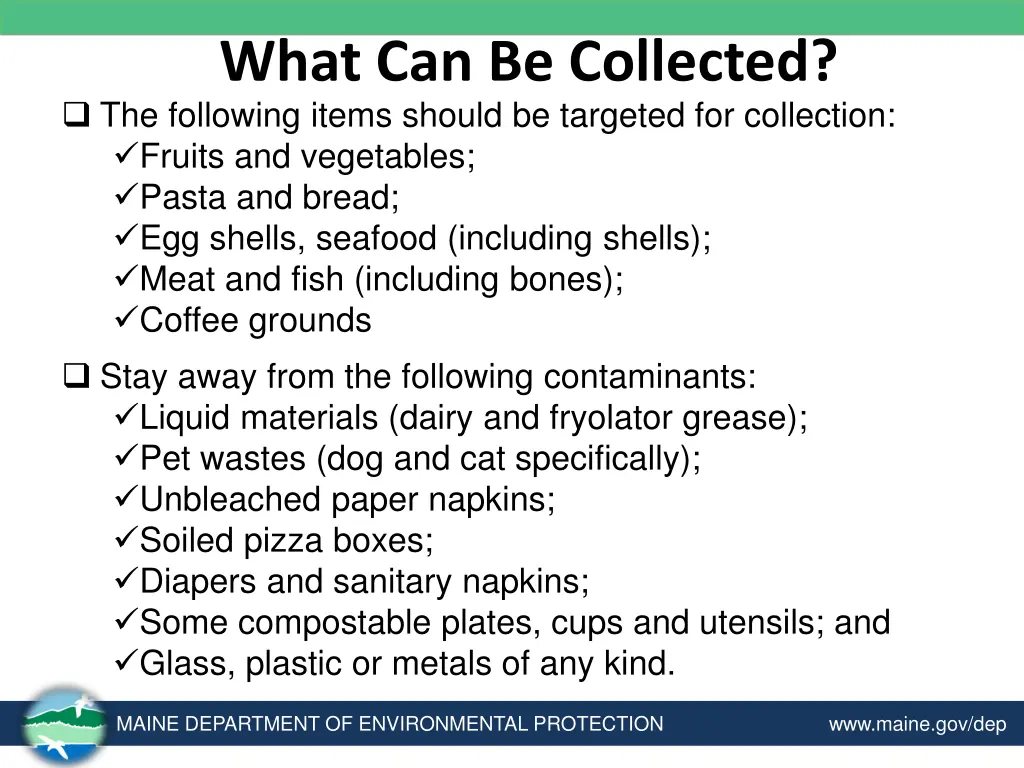 what can be collected the following items should