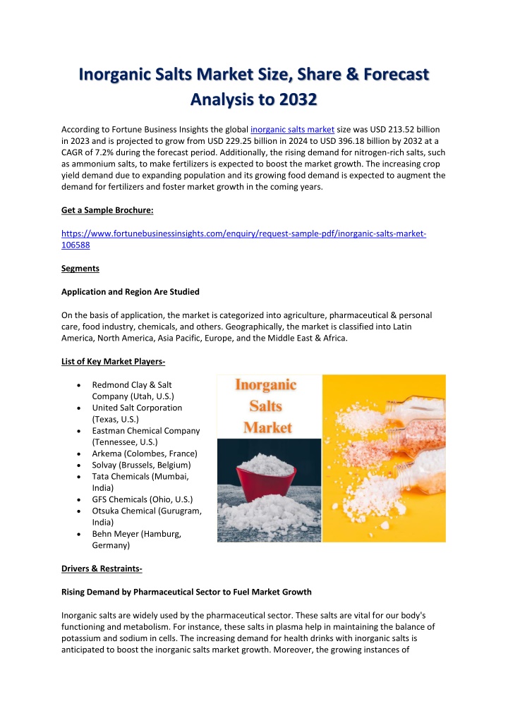 inorganic salts market size share forecast
