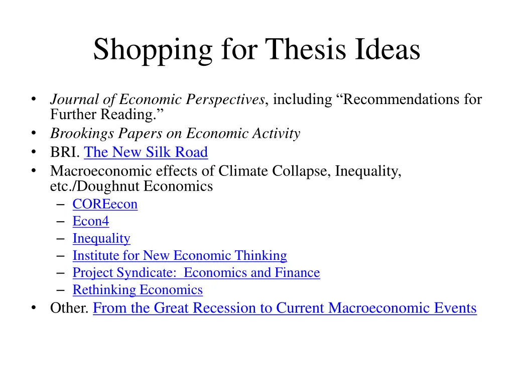 shopping for thesis ideas