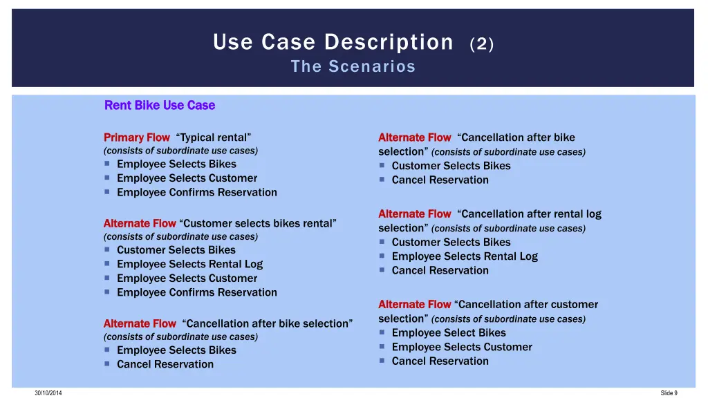 use case description 2 the scenarios