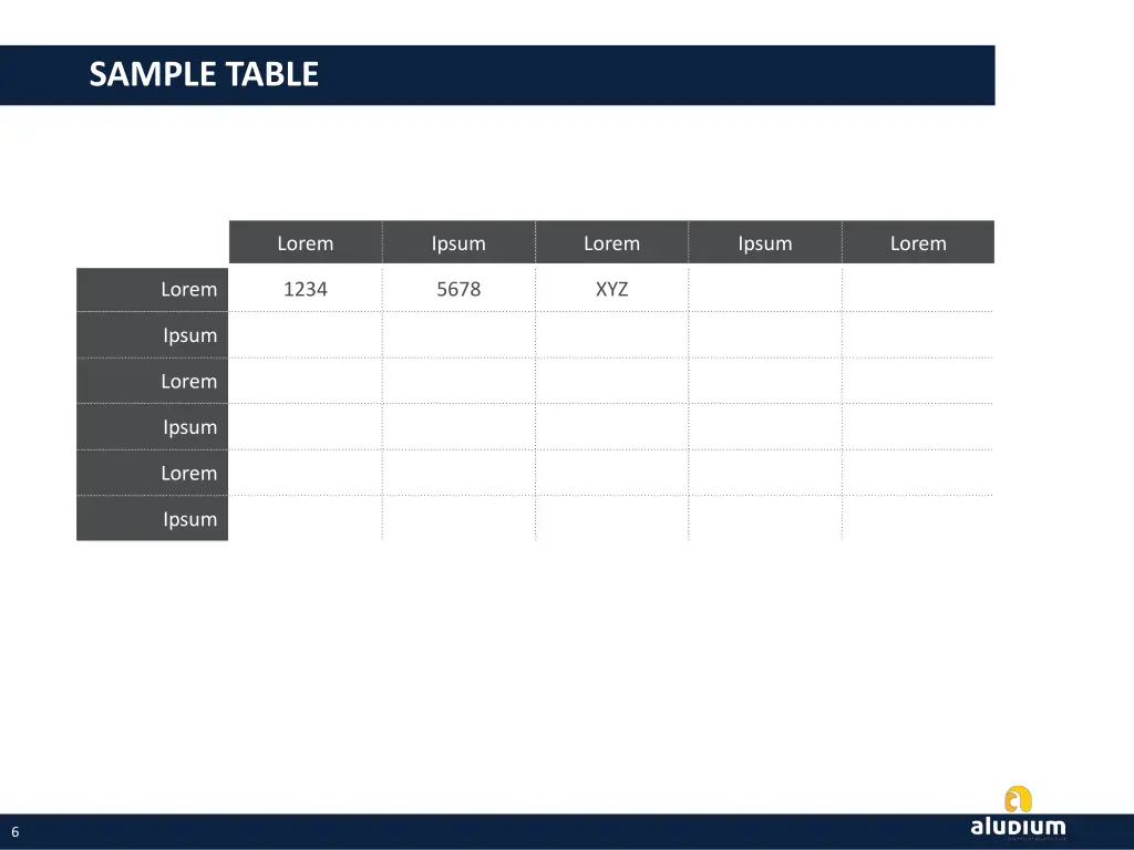 sample table