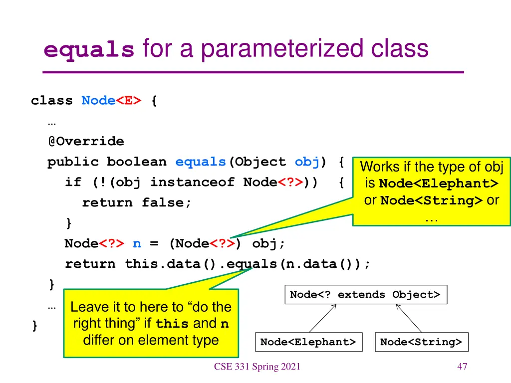 equals for a parameterized class 2