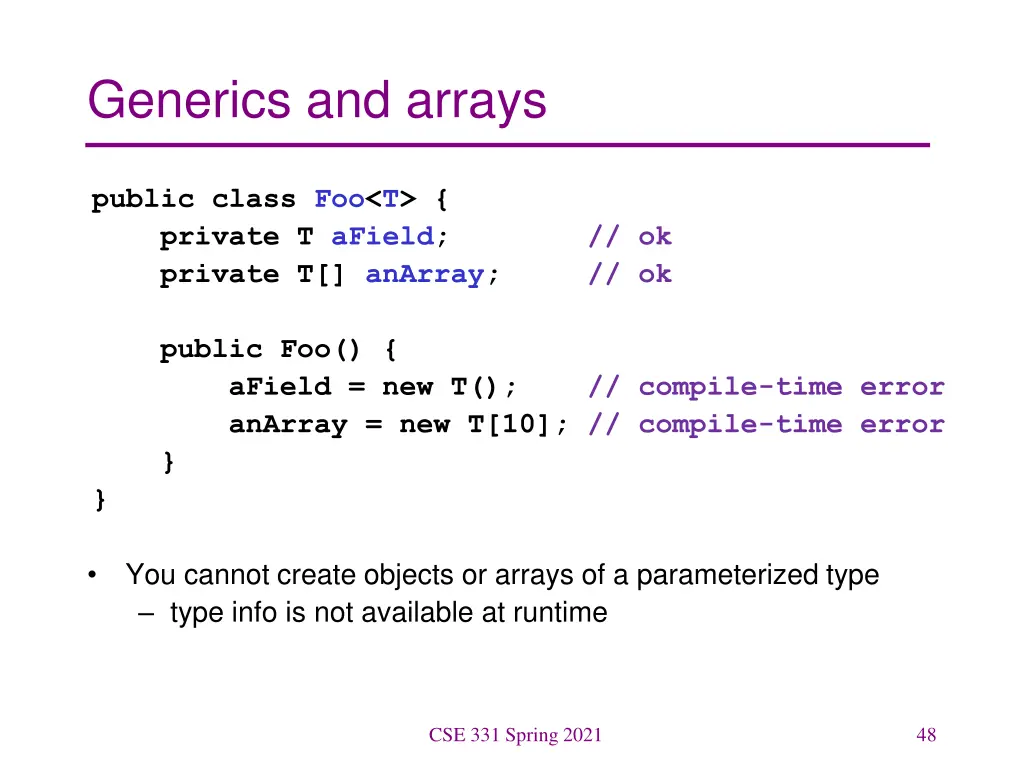 generics and arrays