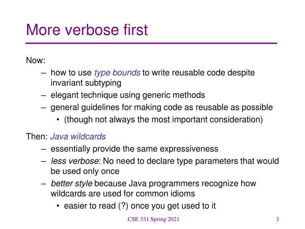 more verbose first