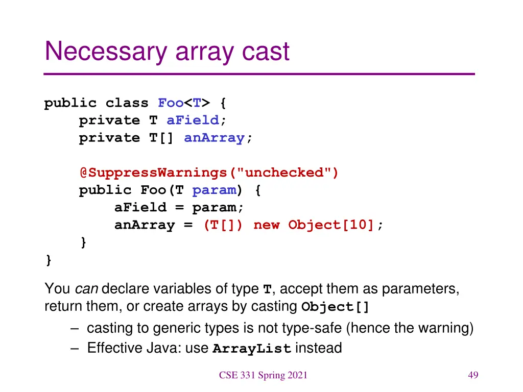 necessary array cast